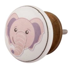 Baby Pink Elephant Ceramic Flat Cabinet Knob Online